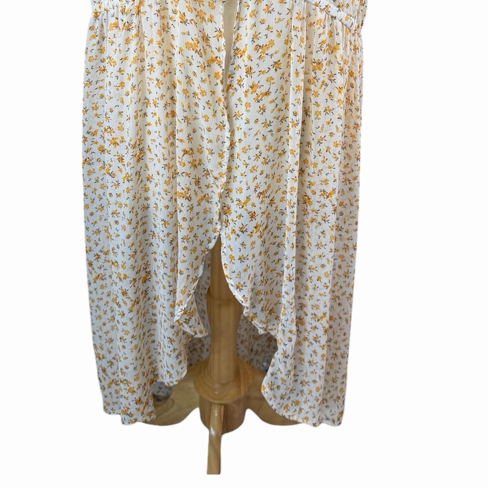 Torrid Top Floral Blouse Kimono Women's 3 White Yellow Maxi Top Hi Lo Top - Picture 5 of 10
